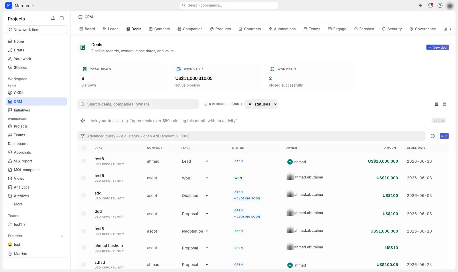 CRM deals